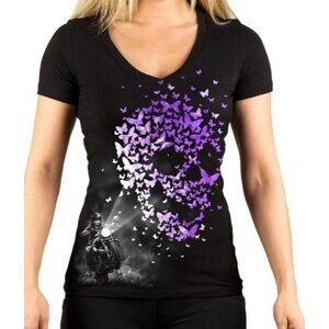 Lethal Angel Butterfly Light Motorcycle Ladies Shirt XL
